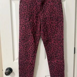 Sanctuary Skinny Jeans in Burgundy and Black Leopard Print